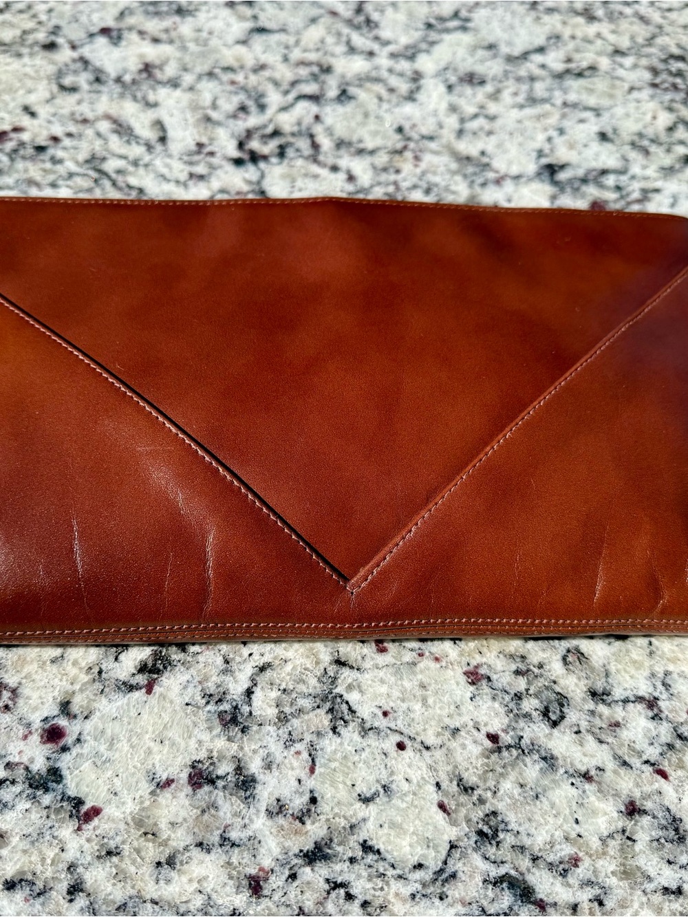 Brown Leather Envelope Clutch - Picture 1 of 8